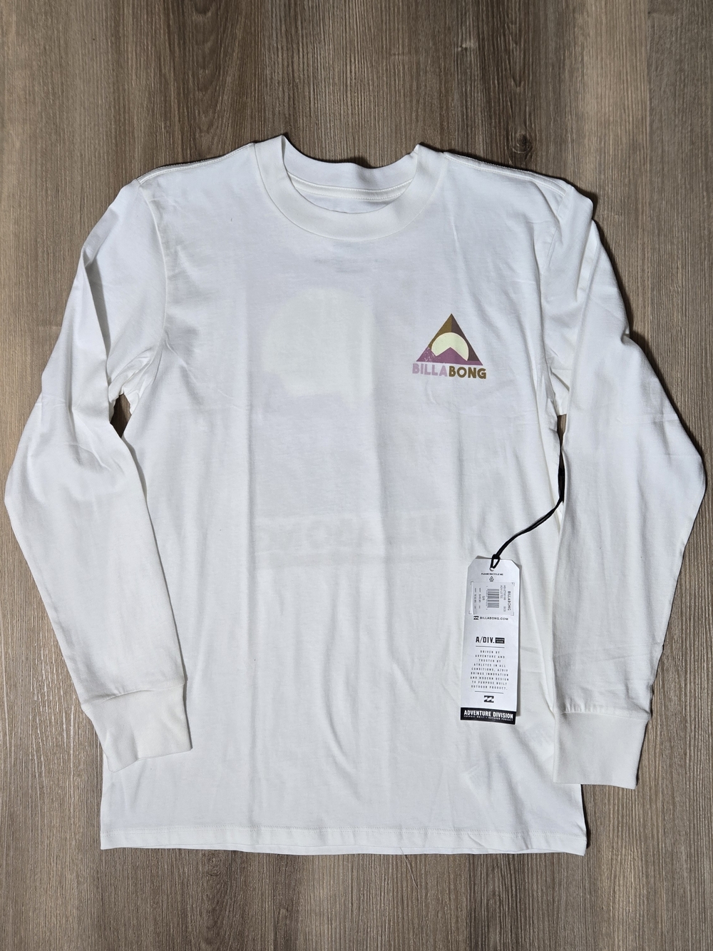 Billabong White Long Sleeve Tee with Small Tri-Logo